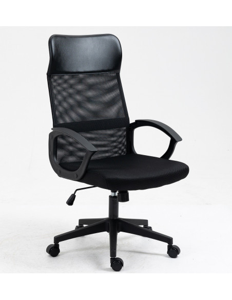 Sillón de oficina VERTON, negro, malla negra, asiento negro