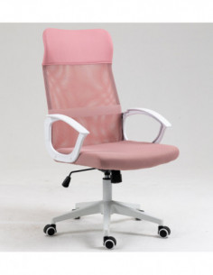 Sillón de oficina VERTON, blanco, malla y asiento rosa 2