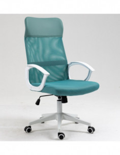 Sillón de oficina VERTON, blanco, malla y asiento verde