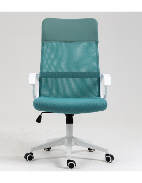 Sillón de oficina VERTON, blanco, malla y asiento verde