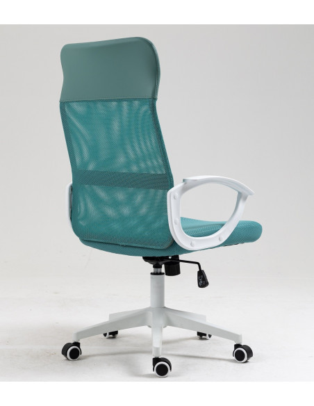 Sillón de oficina VERTON, blanco, malla y asiento verde