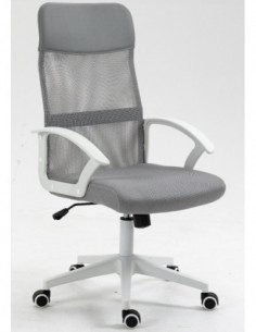 Sillón de oficina VERTON, blanco, malla y asiento gris