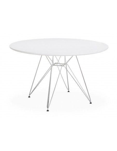 Mesa STAR, cromada, lacada blanca, 120 cms de diámetro