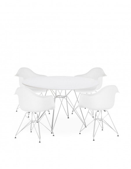 Mesa STAR, cromada, lacada blanca, 120 cms de diámetro