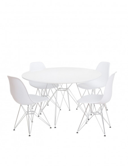 Mesa STAR, cromada, lacada blanca, 120 cms de diámetro