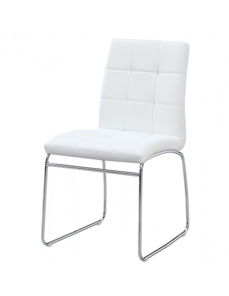 Silla BERTA, cromada, similpiel blanca