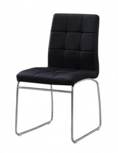 Silla BERTA, cromada, similpiel negra