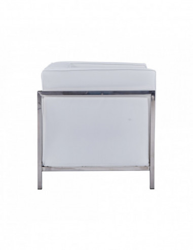 Sillón LOBBY, acero inoxidable, similpiel blanca