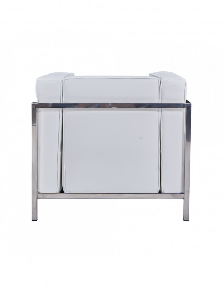 Sillón LOBBY, acero inoxidable, similpiel blanca