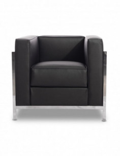 Sillón LOBBY, acero inoxidable, similpiel negra 2