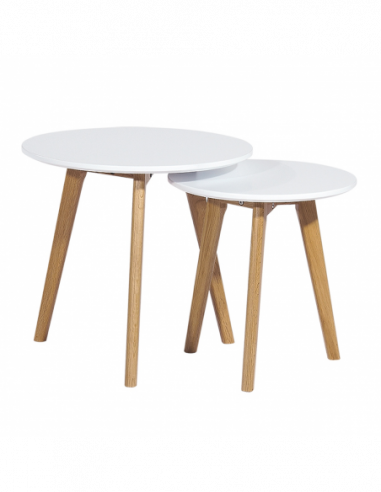 Mesa ACCRA, - nido -, 2 mesas, baja, madera, lacada blanca