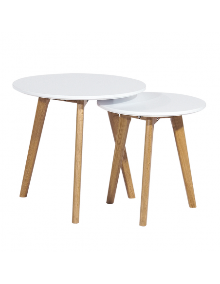 Mesa ACCRA, - nido -, 2 mesas, baja, madera, lacada blanca