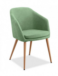 Sillón LART, metal, tapizado tejido linen verde claro