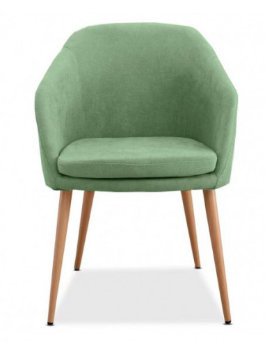 Sillón LART, metal, tapizado tejido linen verde...