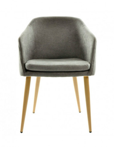 Sillón LART, metal, tapizado tejido linen gris...