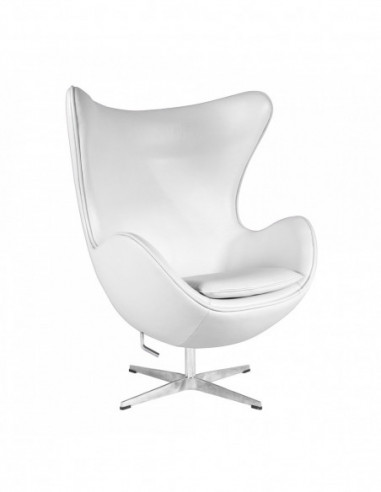 Sillón EG (TE), fibra de vidrio, basculante, tapizado similpiel blanca