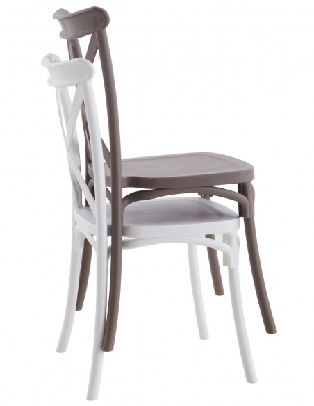 Silla CORFÚ, apilable, tratamiento anti UV, polipropileno blanco