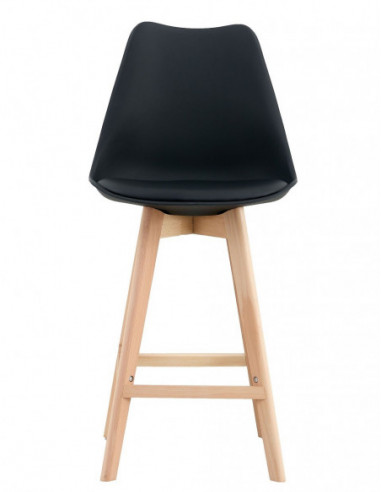 Taburete TORRE (SU), madera, negro, cojín negro