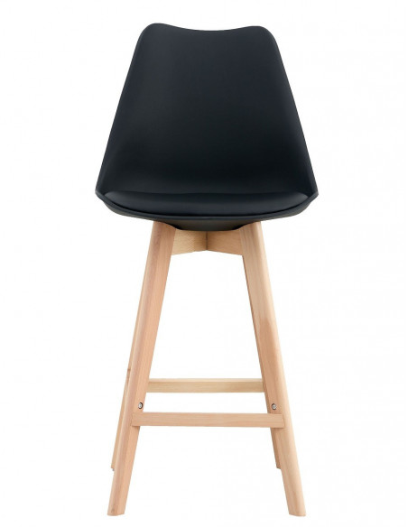 Taburete TORRE (SU), madera, negro, cojín negro