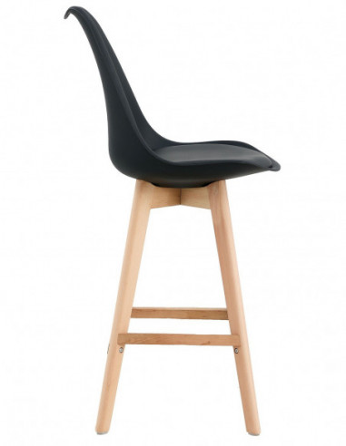 Taburete TORRE (SU), madera, negro, cojín negro