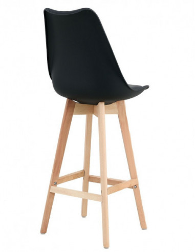 Taburete TORRE (SU), madera, negro, cojín negro