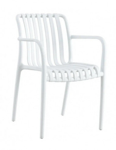 Sillón SALER, apilable, polipropileno blanco
