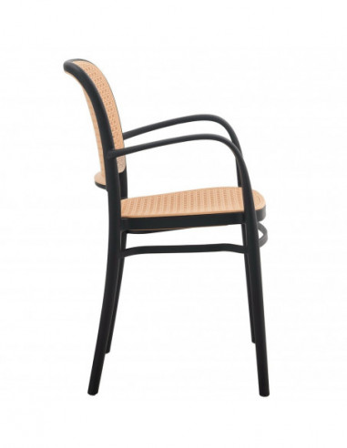Sillón FUNCHAL, apilable, polipropileno negro y beige