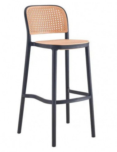 Taburete FUNCHAL, apilable, polipropileno negro y beige