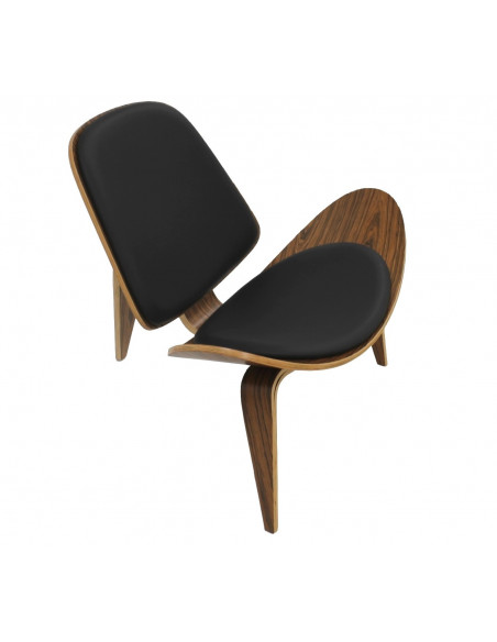 Sillón NORDIC (R), palo rosa, similpiel negra