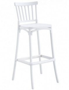 Taburete MILOS, tratamiento anti UV, polipropileno blanco