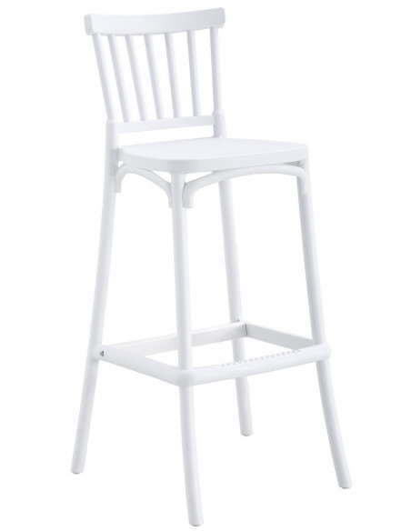 Taburete MILOS, tratamiento anti UV, polipropileno blanco