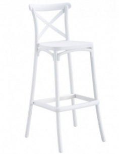 Taburete CORFÚ, tratamiento anti UV, polipropileno blanco