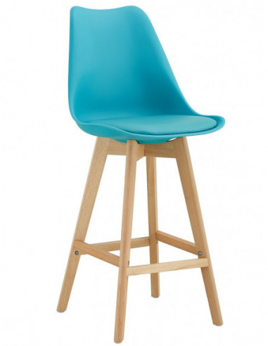 Taburete TORRE (SU), madera, turquesa, cojín...