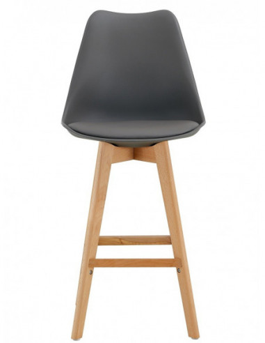 Taburete TORRE (SU), madera, gris oscuro, cojín...