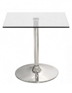 Mesa BERNIE 70C, cromada, cristal templado 70 x 70 cms