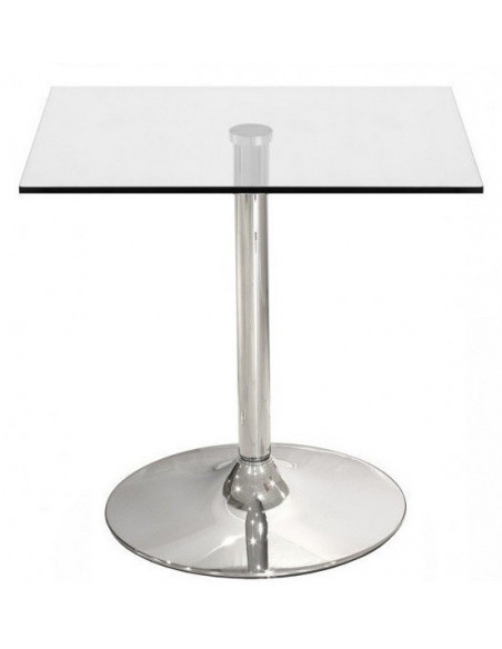 Mesa BERNIE 70C, cromada, cristal templado 70 x 70 cms