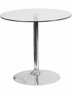 Mesa BERNIE 70R, cromada, cristal templado 70 cms diámetro