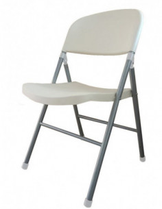 Silla BEACH, plegable, metal plata, polipropileno blanco
