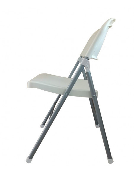 Silla BEACH, plegable, metal plata, polipropileno blanco