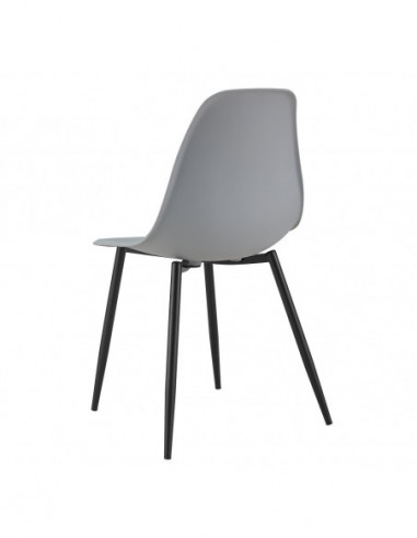 Silla CLUNY, metal negro, polipropileno gris