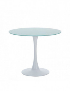 Mesa TUL (TO), metal, tapa de cristal blanco, 90 cms de...