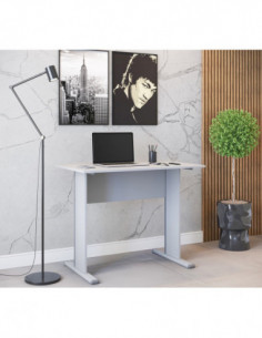 Mesa de oficina WORK, metal, bilaminado color platino 90... 2