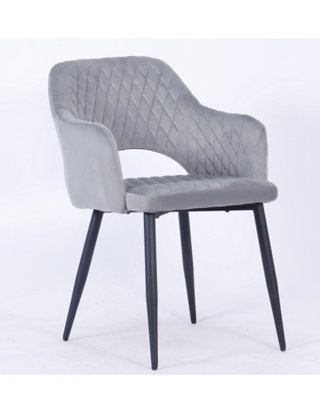 Sillón HONORIO, metal, tapizado velvet 19 gris