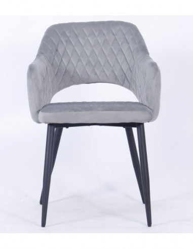 Sillón HONORIO, metal, tapizado velvet 19 gris