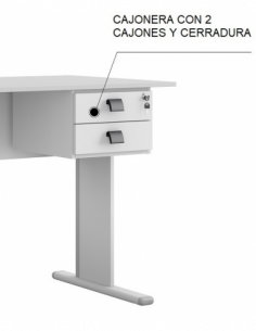 Cajonera WORK A200, fija, 2 cajones, guías metálicas,...