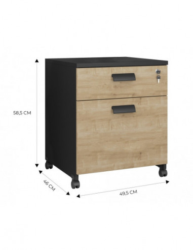 Cajonera WORK WK8, ruedas, 2 cajones, guías...