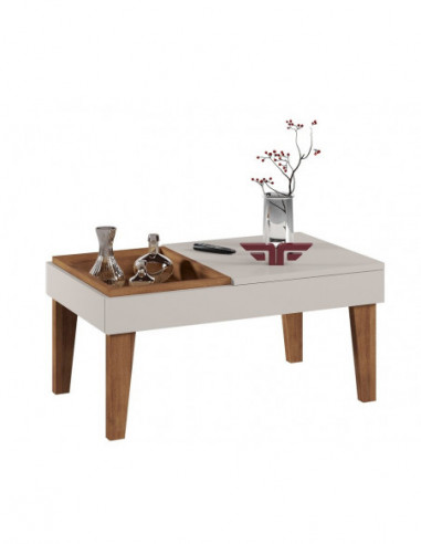 Mesa VENEZA, baja, MDP blanco roto y matte 68 x 41 cms