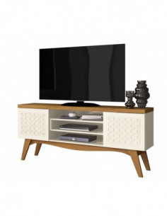 Mueble TV LIZ, blanco roto y coral, 160 cms.