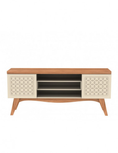 Mueble TV LIZ, blanco roto y coral, 160 cms.