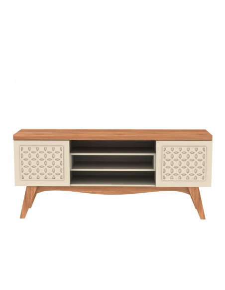 Mueble TV LIZ, blanco roto y coral, 160 cms.